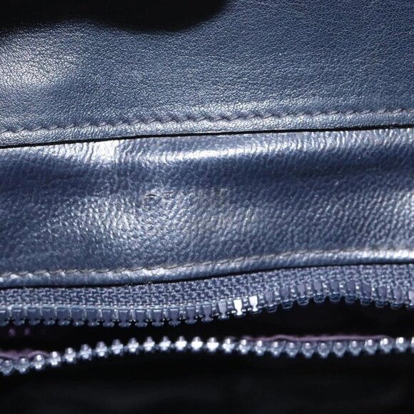 CELINE Macadam Canvas Shoulder Bag Leather Navy Gold Auth 114752 - Picture 13 of 16